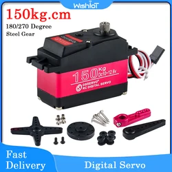 150kg.cm Digital Metal Robotic Servo 12V 180/270 Degree Waterproof IP66 with 25T Servo Arm for RC Drone Smart Car Robot