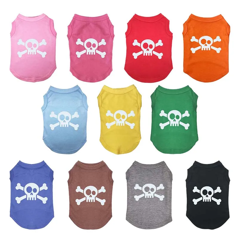 Skull pattern Dog Clothes Summer T-Shirt Small Medium Dogs Cartoon Vest Cat Puppy Costume Pet Dog Clothing Dropshipping