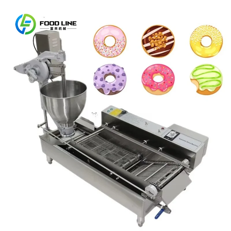 Customized donut maker doughnut fryer double row yeast raised forming equipment automatic frying for bakery snack shop