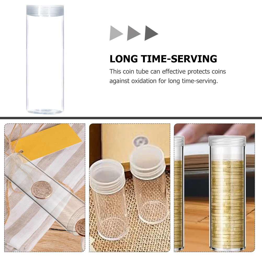 Coin Storage Tubes Colecionáveis, Coletando Suporte, Recipiente, 10Pcs