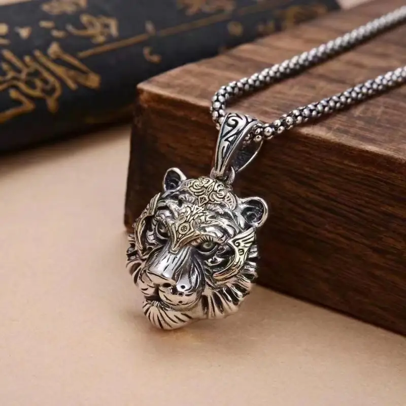 Moda prepotente animale testa di tigre ciondolo uomo \\ \\ collana ciondolo personalità tendenza festa gioielli regalo all\'ingrosso