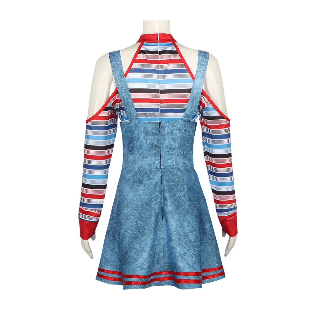 Halloween Ghost Doll Cosplay Chucky Kostüme für Frauen Outfit Mädchen Kostüm Karneval Horror Scary Ghost Baby Clown Kostüm