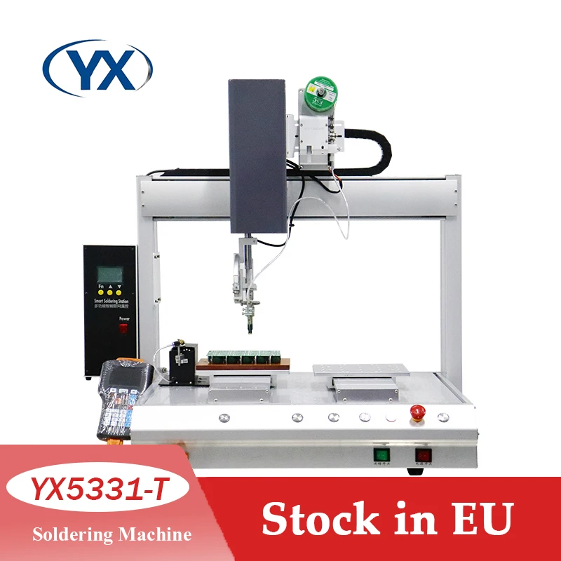 Stock in EU YX5331-T 5 Axis Solder Iron Robot XYZ Rotation Automatic Pcb Usb Data Cable Soldering Robot Iron Soldering Machine