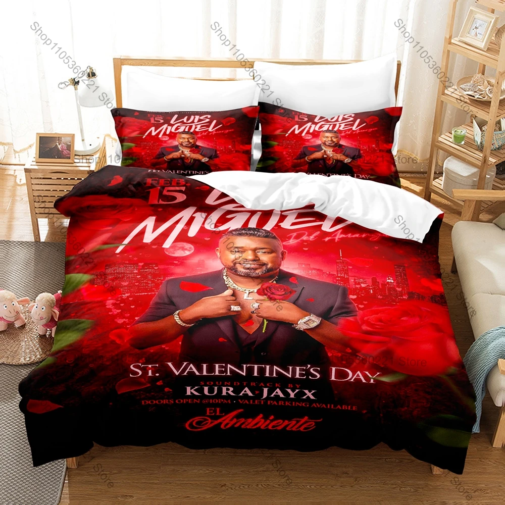 Cool Dominican Bachata Artist Luis Miguel Del Amargue Classic Concert Portrait Album Collage Bedding Set Duvet Cover + 2 Pillowc
