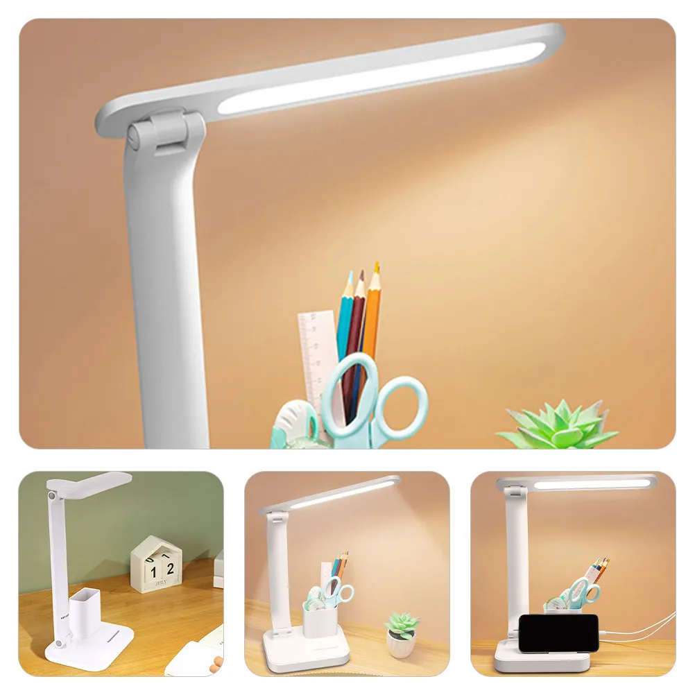 

Складная светодиодная настольная лампа с сенсорным управлением, заботливая для глаз, с держателем для телефона и подставкой для ручек, для спальни, офиса, общежития