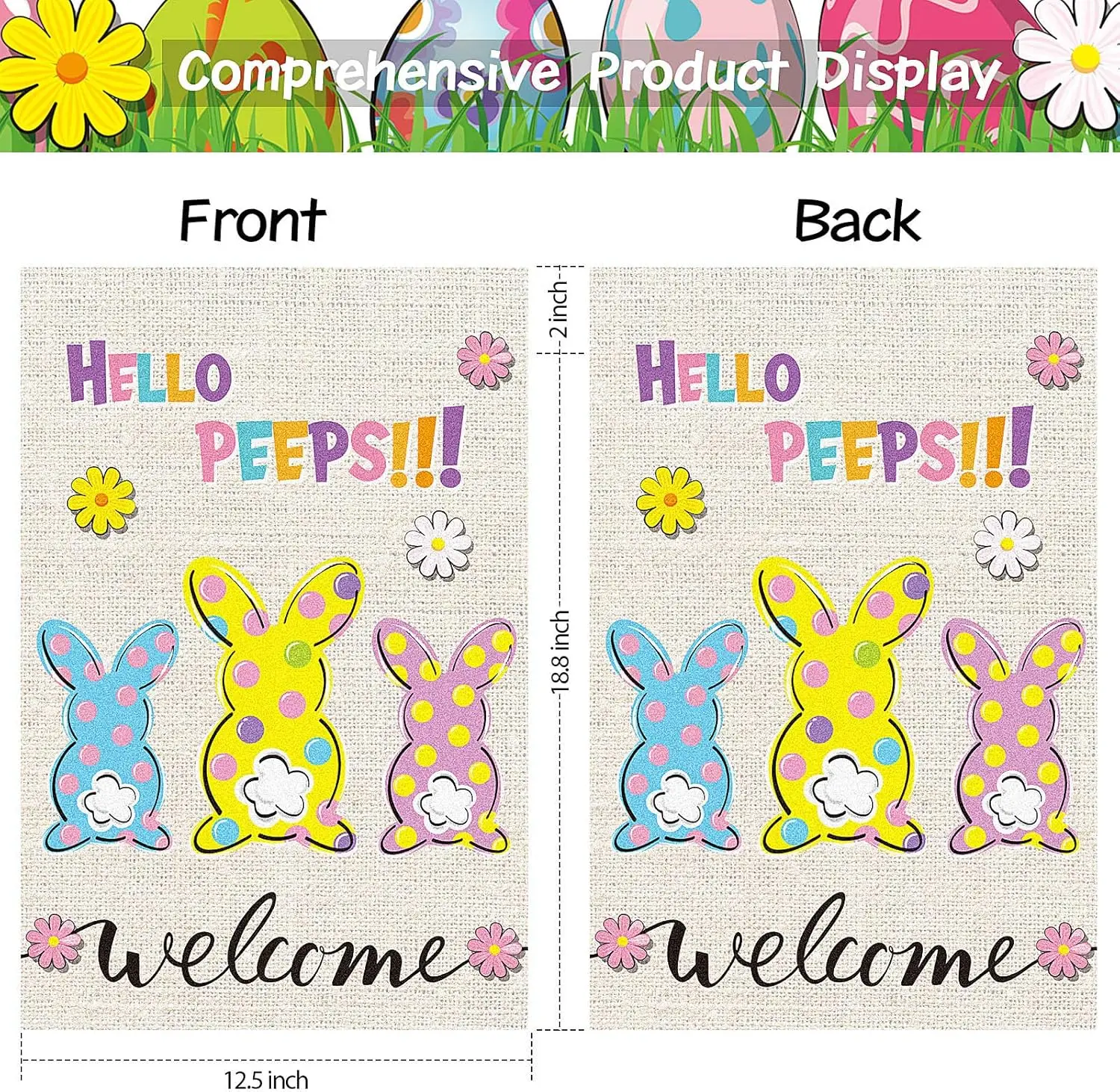 Tatuo 2 Pieces Happy Easter Bunny Gnome Garden Flag Double Sided Easter Bunny Vertical Burlap House Flags Spring Yard Outdoor De