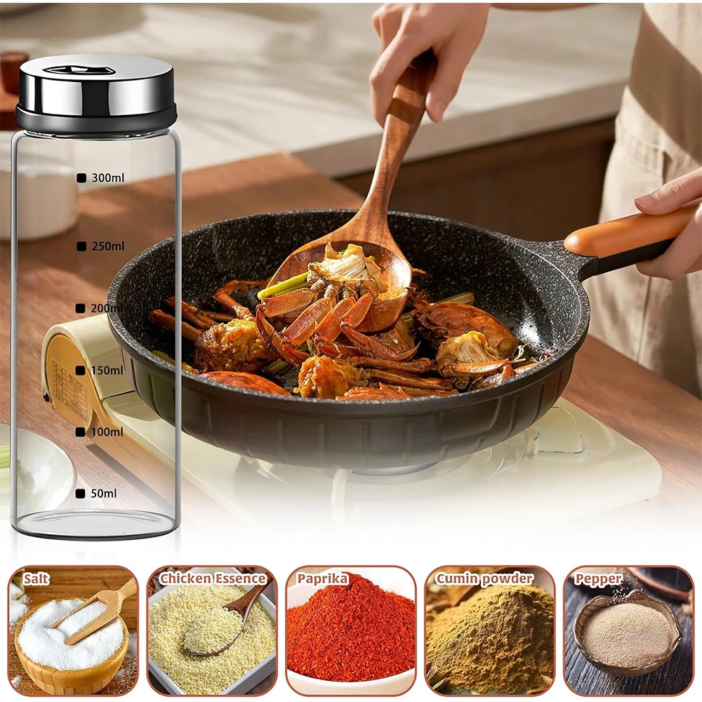 D9 Salt Pepper Shakers with Adjustable Outlet Holes Glass Salt and Pepper Shaker Bottles Kitchen Items Spice Dispensers Jars