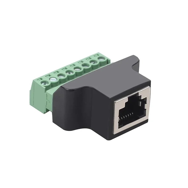 5PCS RJ45 Ethernet Female to Screw Terminal 8 Pin Connector Cable Extender Adapter Computer Related Connection and Connectors