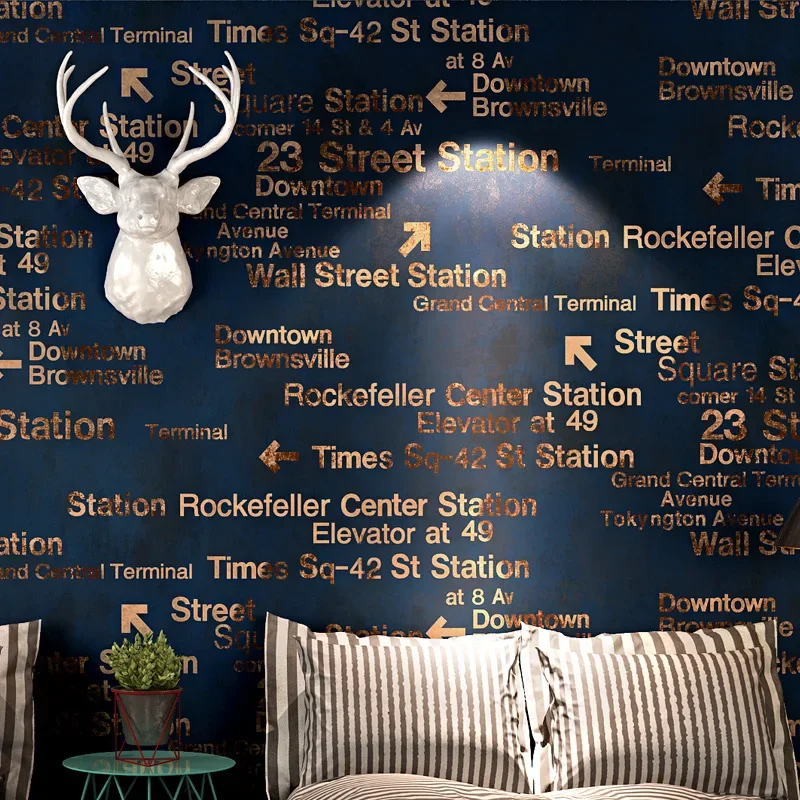English Alphabet Wallpaper Retro Huai Old 3D 3D Cool Fashion Black Bedroom Coffee Restaurant Clothing Store Wallpaper