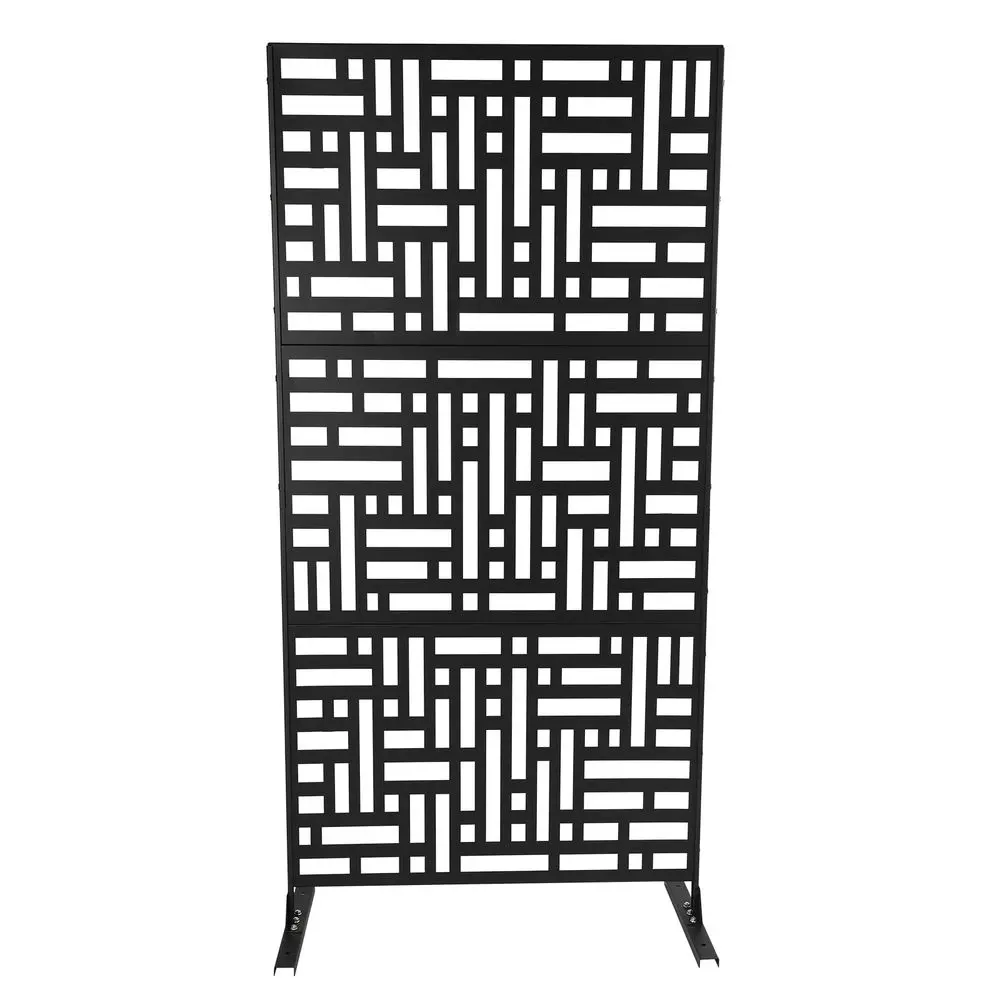 Privacy Screen Fence 75 H35 W Freestanding Decorative Divider for Patio, Porch, Balcony, Lawn, Garden BlackStreet -HOT