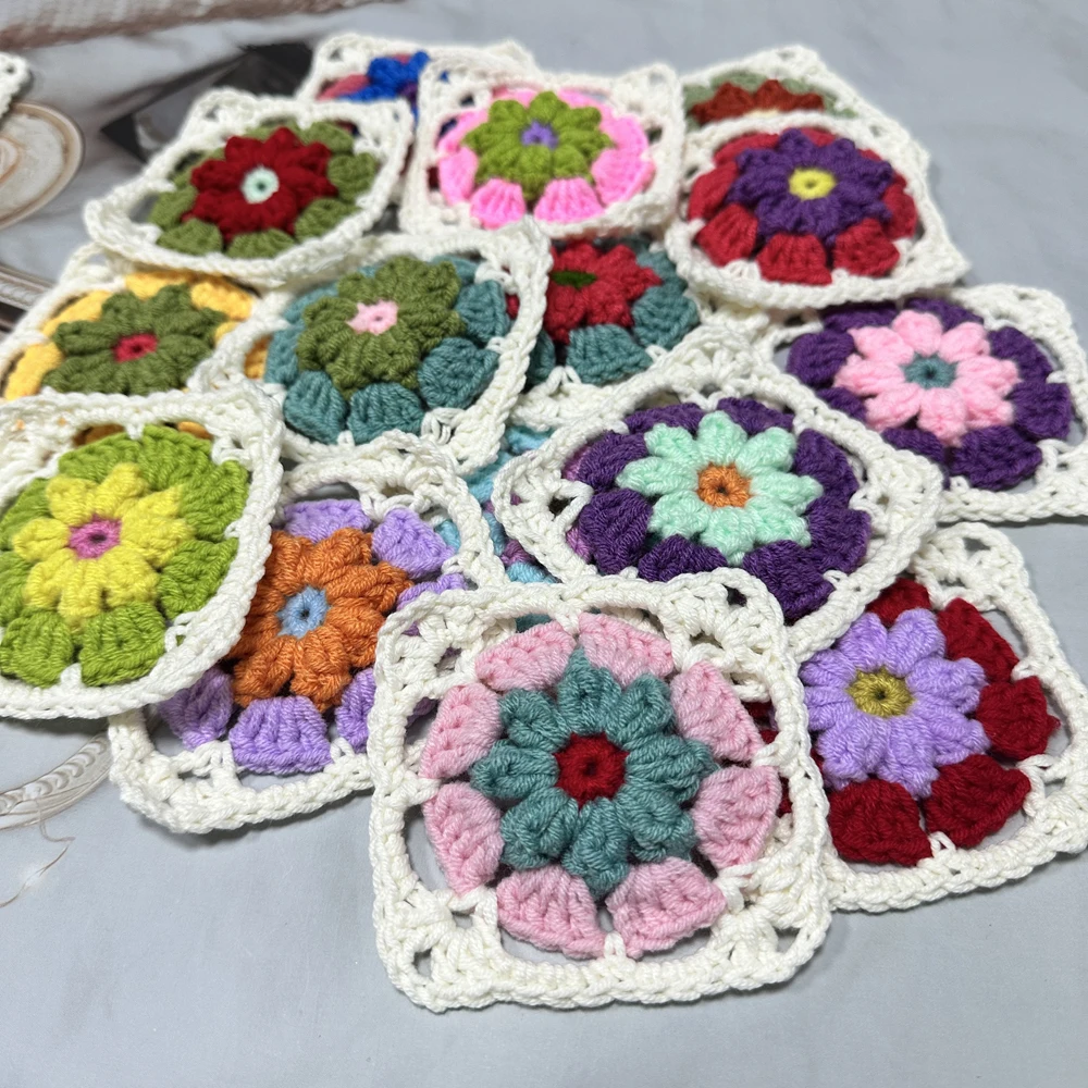 Original DIY Colors 9cm Square Coaster Handmade Crochet Doilies Wedding Table Decor Doily Placemat Clothes Accessories 30pcs