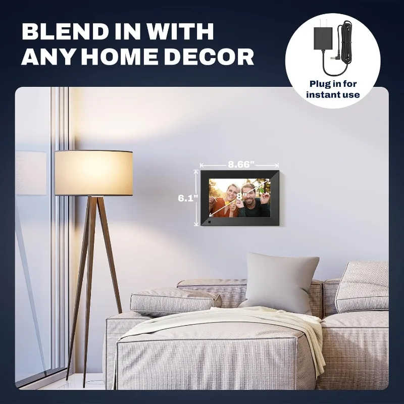 إطار صور رقمي ذكي واي فاي مقاس 8 بوصات مع شاشة لمس 1280 × 800 عالية الدقة IPS، إطار رقمي إطار واي فاي 16 جيجابايت، حائط #6