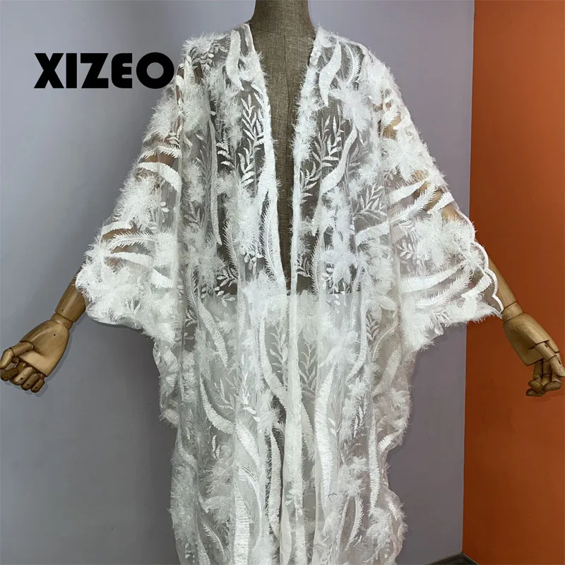 XIZEO Summer Women Cardigan stitch Cocktail sexcy Boho Maxi African Holiday long Sleeve cottonfeeling Robe kimono kaftan