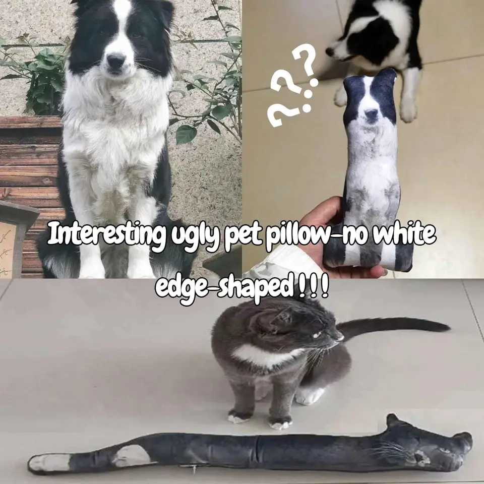 Almohada personalizada de mascota fea - DIY abstracto, divertido y personalizado, con forma de gato o perro, sin bordes blancos, peluche de tu mascota 6