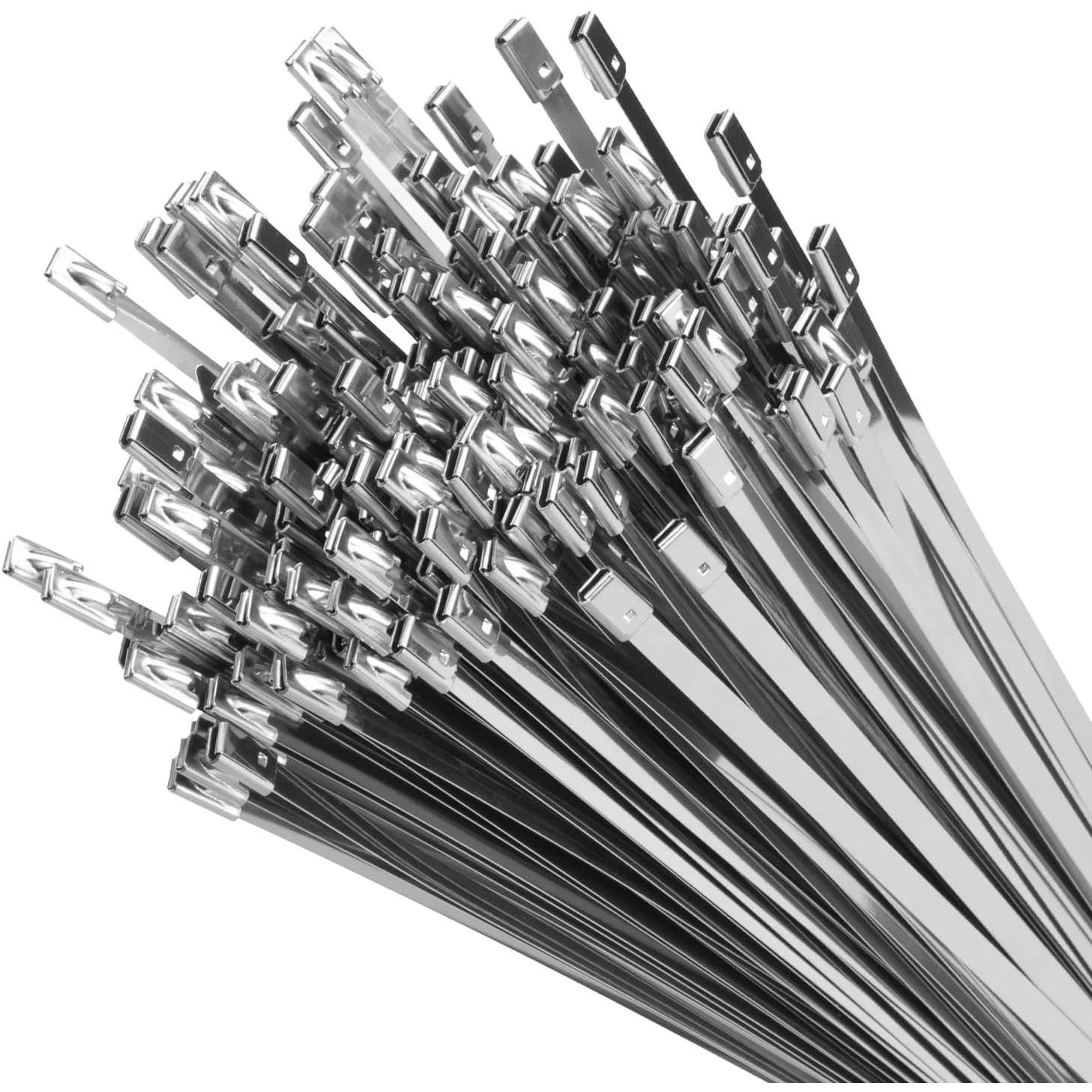 100pcs Metal Zip Ties 304 Stainless Steel Heavy duty Self-locking Cable Ties Wire Ties for Outdoor Vehicles Pipes Fence