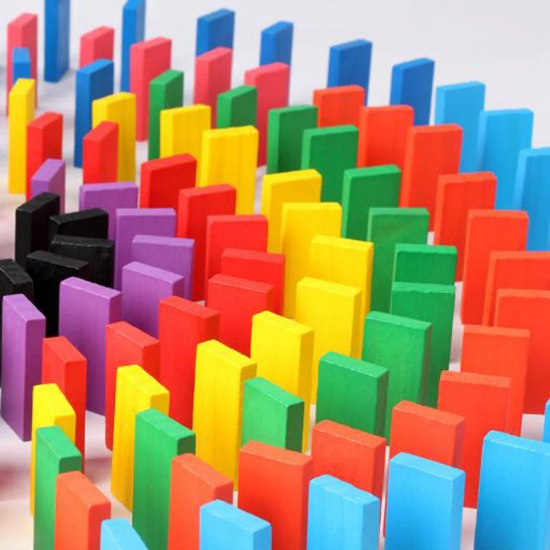 300-teiliges Domino-Baustein-Set für Kinder mit Farbklassifizierung, Regenbogen-Holz, frühes Spiel, Lernspielzeug für Kinder