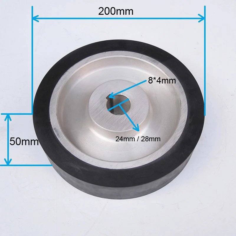 Alumínio Belt Grinder Correndo Roda Roda de Condução do Rolo com 8×4 mm Chave Slot 200*50*24 28 mm 32 mm