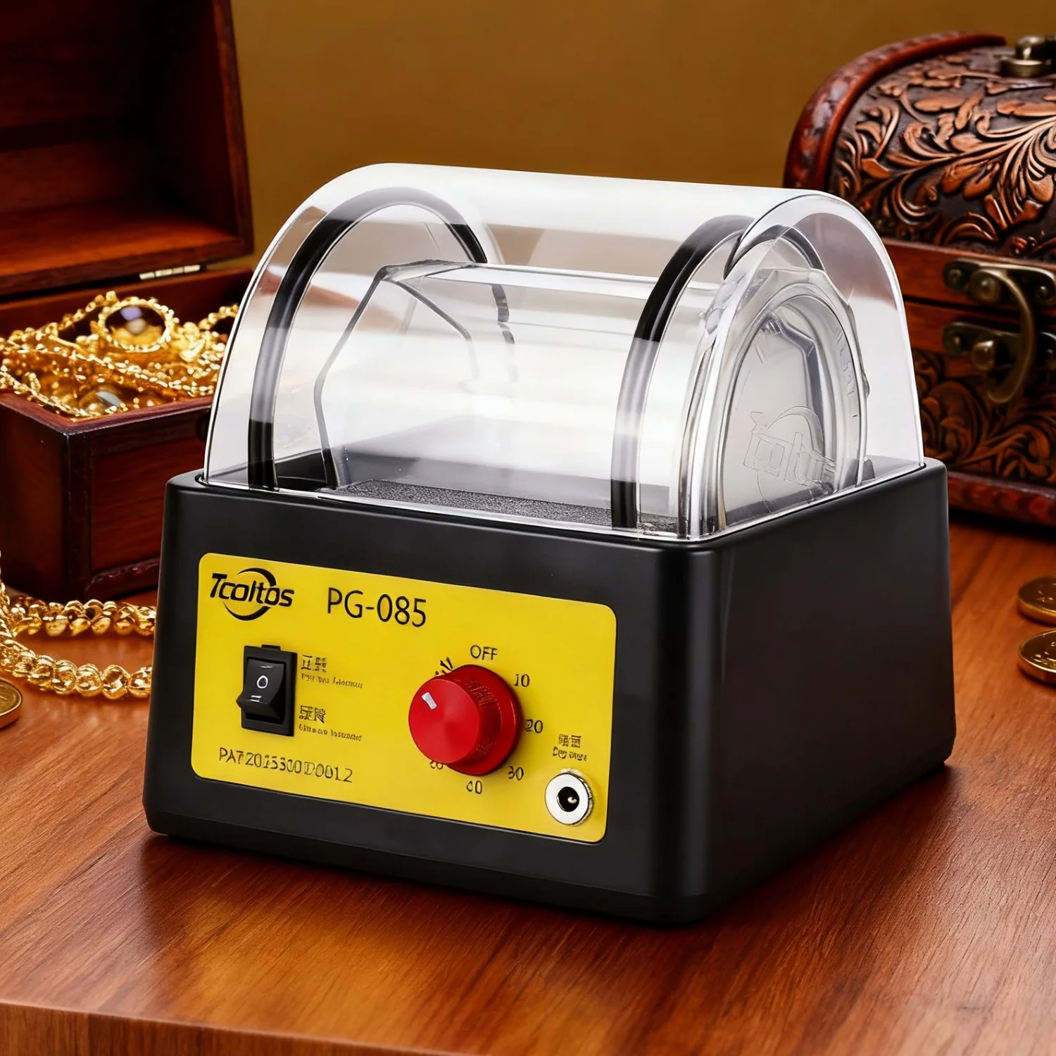 

PG-085 Mini Rotary Tumbler Polisher 0.85L Barrel: Noise Reduction, Stable Rotation for Jewelry, Gold/Silver Cleaning & Deburring