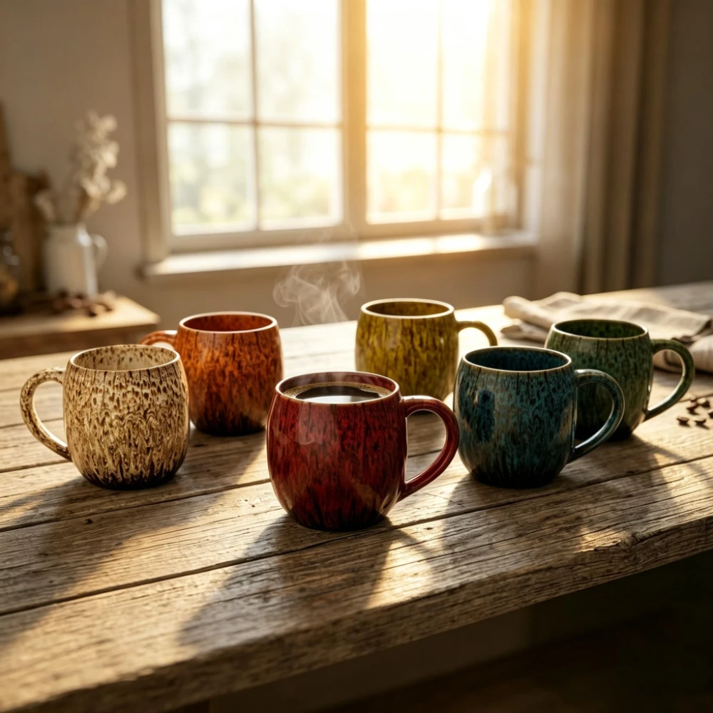 20oz Large Coffee Mug - Unique Handcrafted Look Ceramic Cup, Large Tea Mug, Microwave & Dishwasher Safe (red)