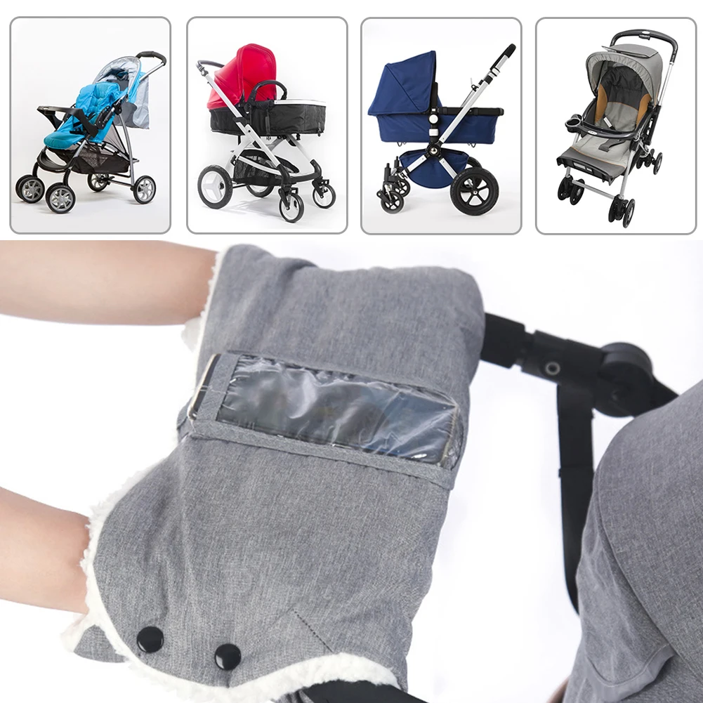 

Universal Baby Stroller Gloves Waterproof Baby Cart Muff Glove Winter Warm Baby Carriage Pushchair Warm Fur Fleece Hand Cover