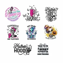 Skull Girl Theme Thermals Sticker DTF For T-Shirts Hooding Fashion Womne Heat Iron On Transfer Patches DIY For Clothing