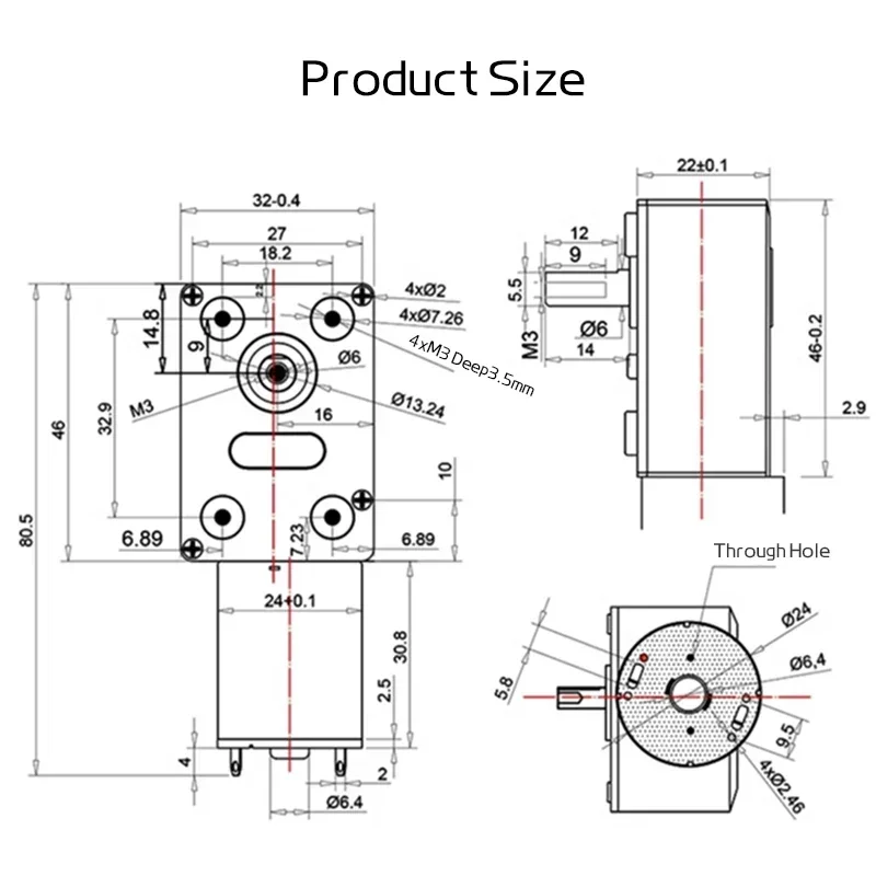 JGY-370 Micro Worm Gear Motor 6v~24v 6RPM~210RPM Forward And Reverse Adjustable Speed High Torque Self-Locking Brushed DC Motor