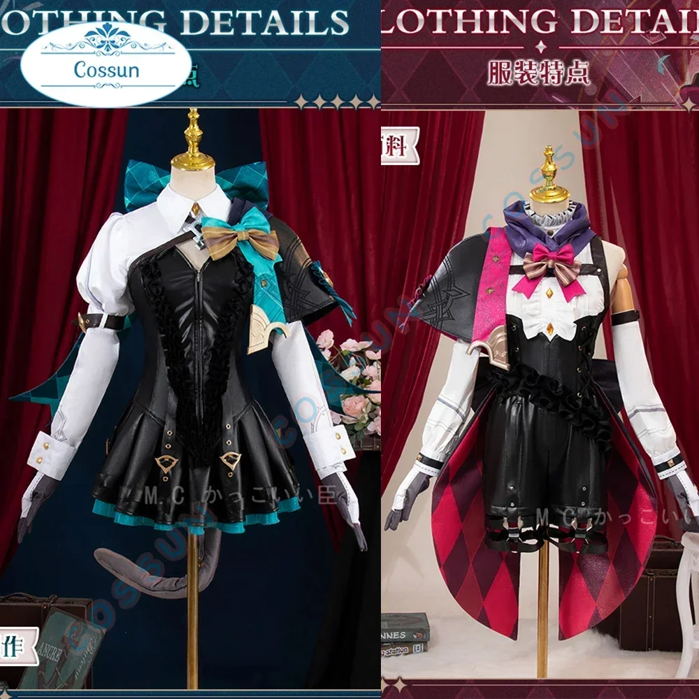

COSSUN Genshin Impact Fontaine Clothes Lyney/ Lynette Cladies Two-dimensional Dress Cosplay Costume Wig Hat Game Anime Uniform
