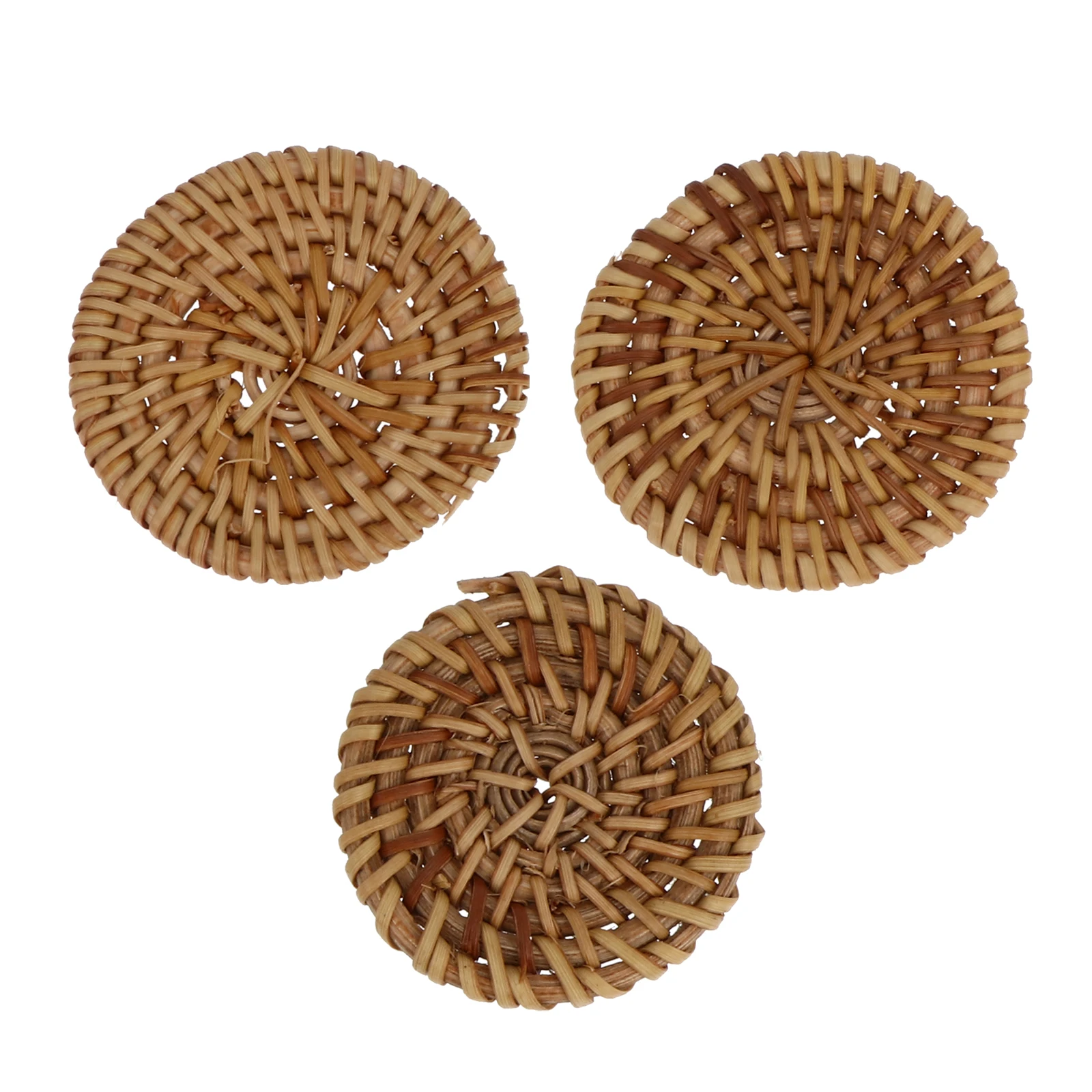 

3 Pcs Rattan Buttons Locket Jewelry Making Charm DIY Accessories Jewellery