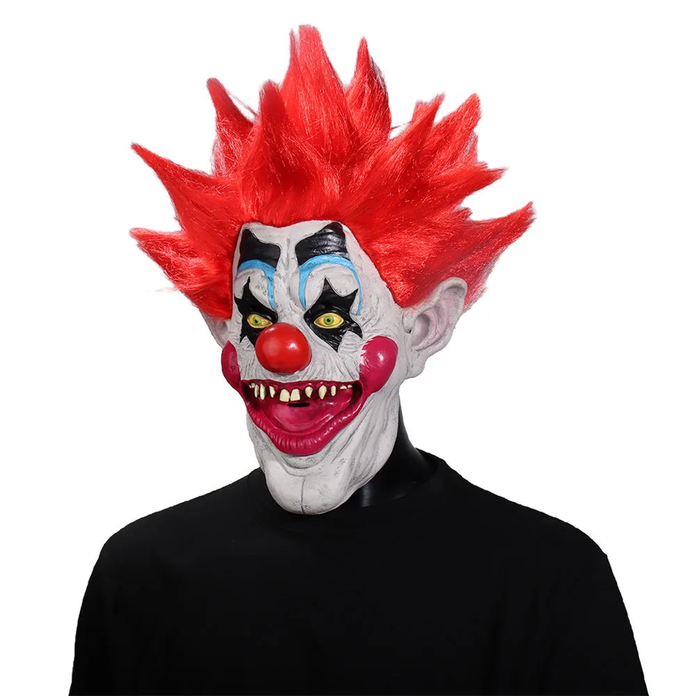 Killer Klowns From Outer Space Demon Clown Mask Cosplay Killer Joker Latex Helmet Halloween Carnival Purim Party Costume Props