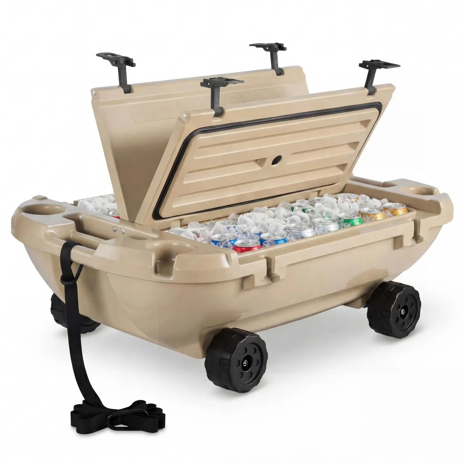 40 QT Floating Ice Chest Cooler with Wheels and Tow Rope, Orange LLDPE Amphibious Drink Cooler for Lake River Pool Beach Kayak view 4
