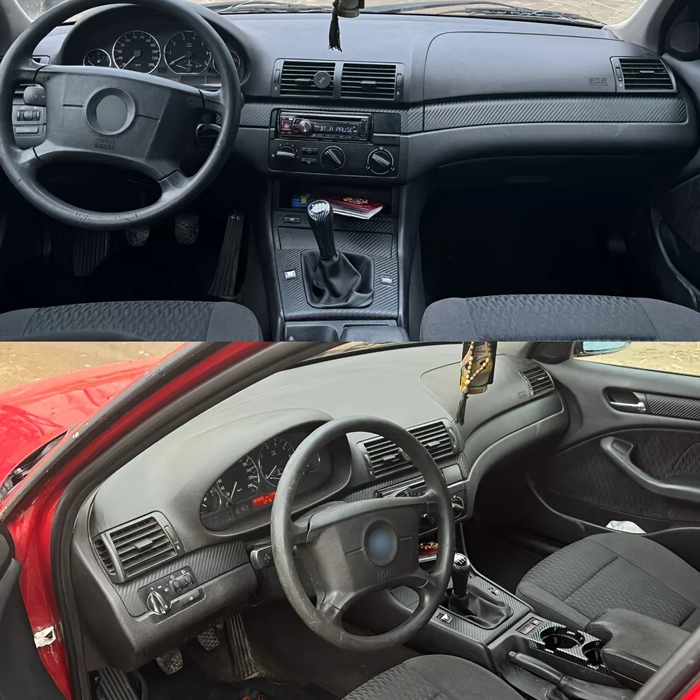 

For bmw 3 Series E46 with 4 Doors1998-05 Interior Control Panel Door Handle Carbon Fiber Stickers Decals Car styling Accessorie