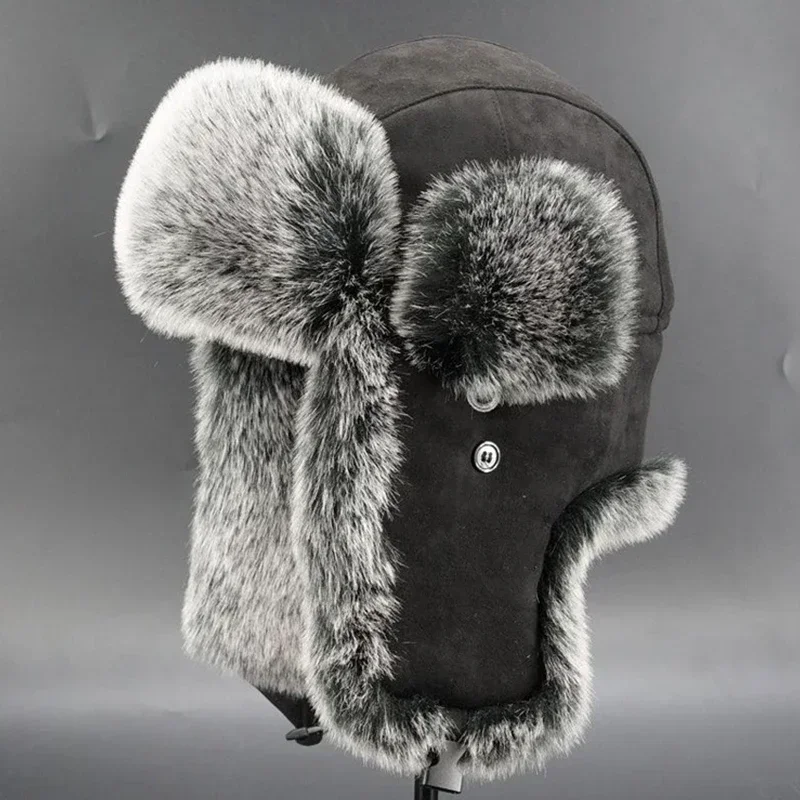 Ushanka Ski Hat Winter Russian Warm Ear Protectors Faux Fur Trapper Hats Men Cap Plush Aviation Bomber Hat Шапка Ушанка Женская