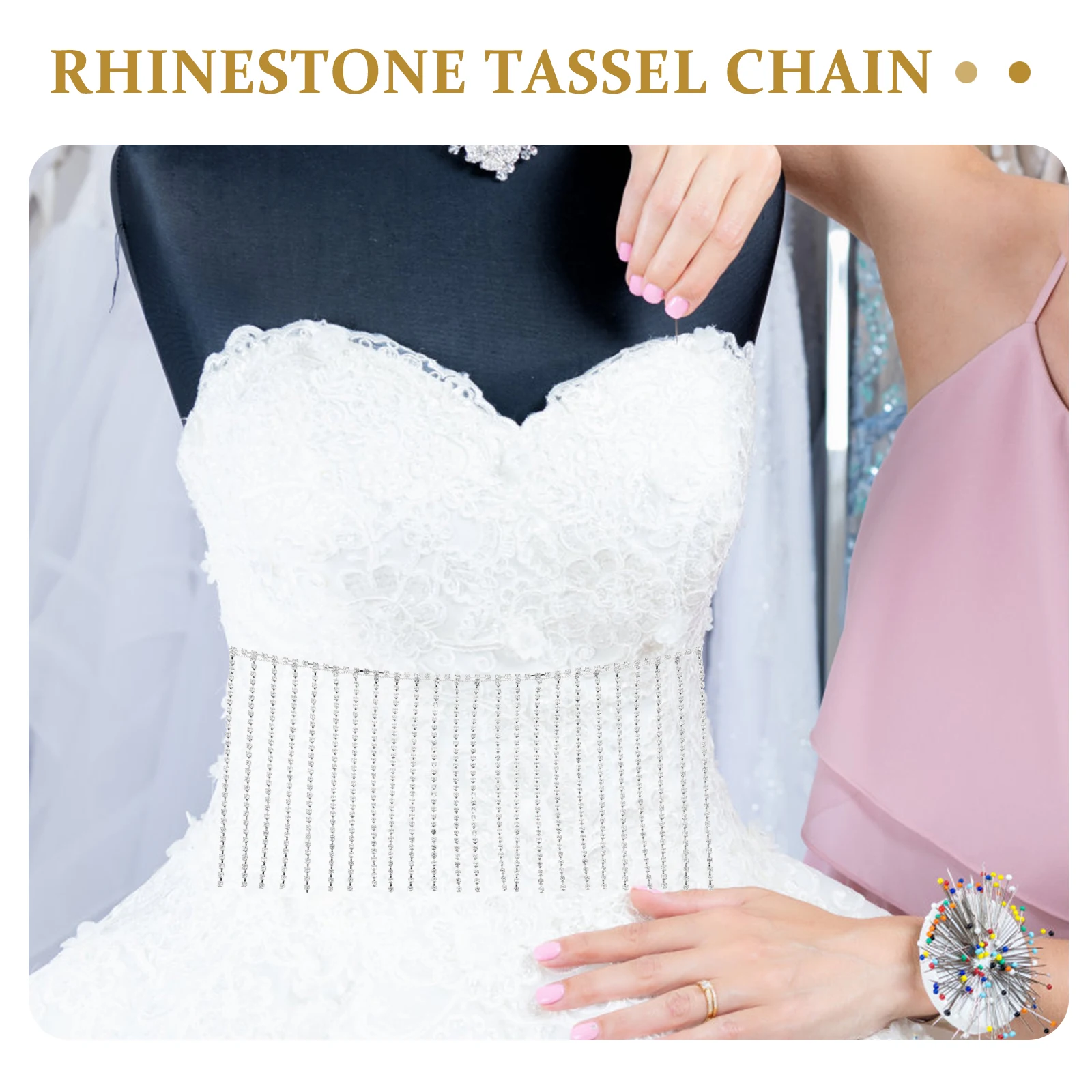 

Rhinestone Tassel Chain Fringe Trim Diy Sewing Craft Decor For Clothes Hats Bags Belts Multifunctional Wear-Resistant Alloy
