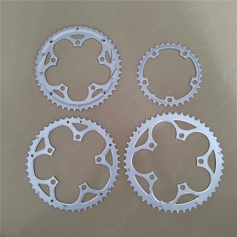 110BCD 50T 48T 46T 34T Road Bicycle Chainring Chainwheel MTB Folding Bike Round Chain Wheel CNC Silvery for Double Speeds