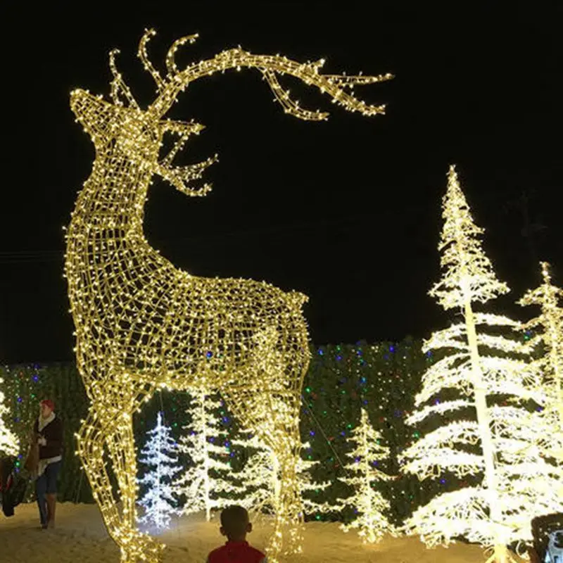 

Custom. Outdoor holiday white color LED 3D reindeer sculpture motif decorative Theme park garden animal light