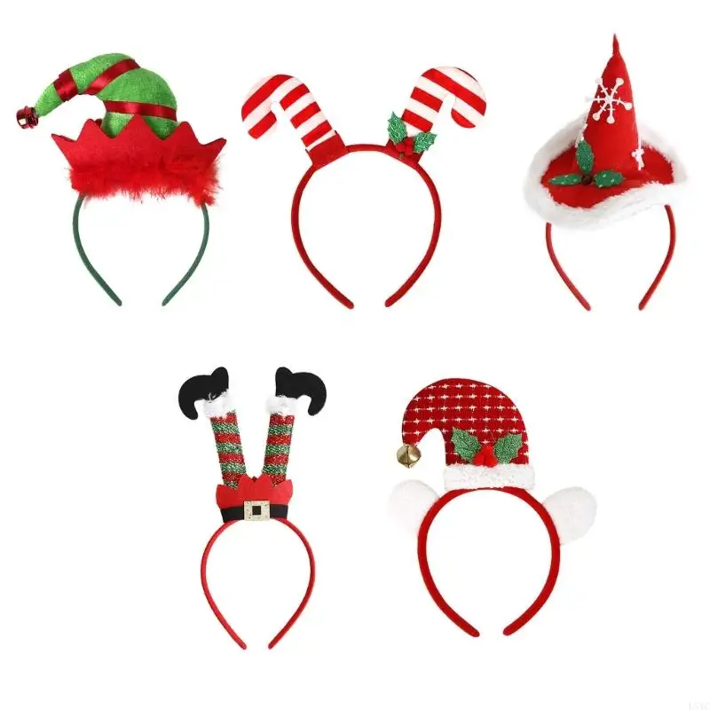 

L5YC Christmas Decorations Glitter Santa Hat Hairhoop Sequins Headband Party Props