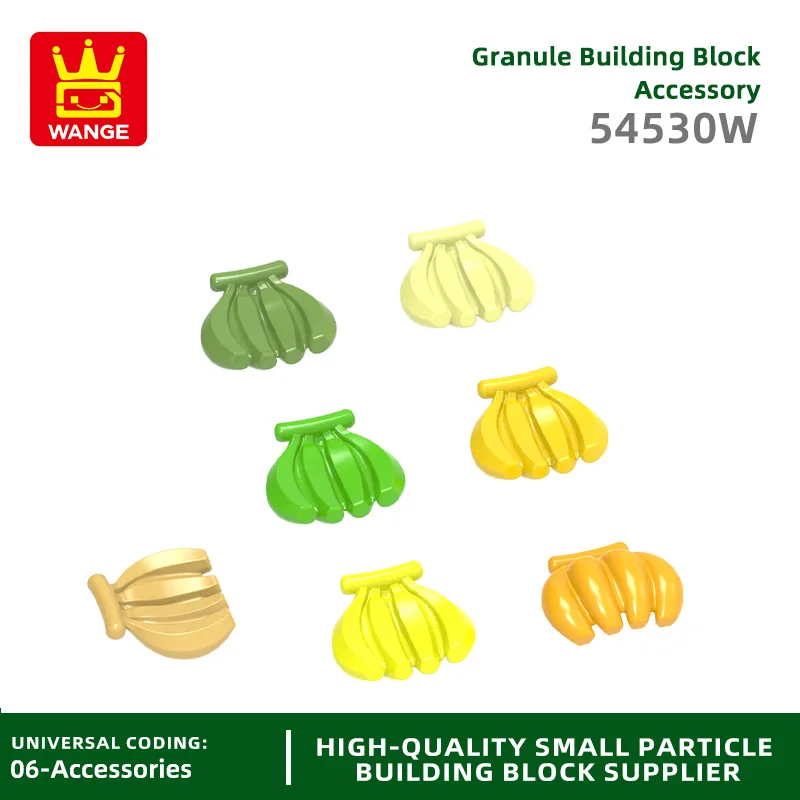 Wange65pcs/Lot Bananen Wurfs kissen Block Moc Obst Zubehör kompatibel mit 54530w Ziegel DIY Kinderspiel zeug Montage teile