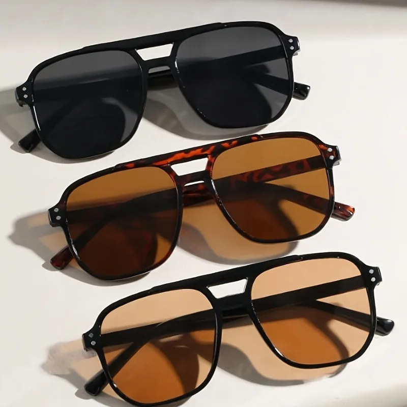 3er-Set Unisex-Brillen mit Reisnagel-Doppelbügel: Schlicht, Leicht, Trendig, Vielseitig und Modisch