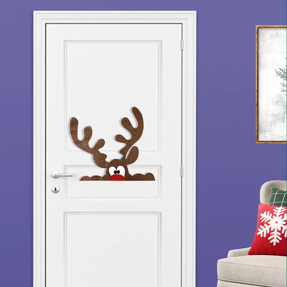 Christmas Decorations 2025,Felt Cloth Cartoon Door Stickers,Home Window decorations,Santa Claus,Snowman,Elk,Door Stickers