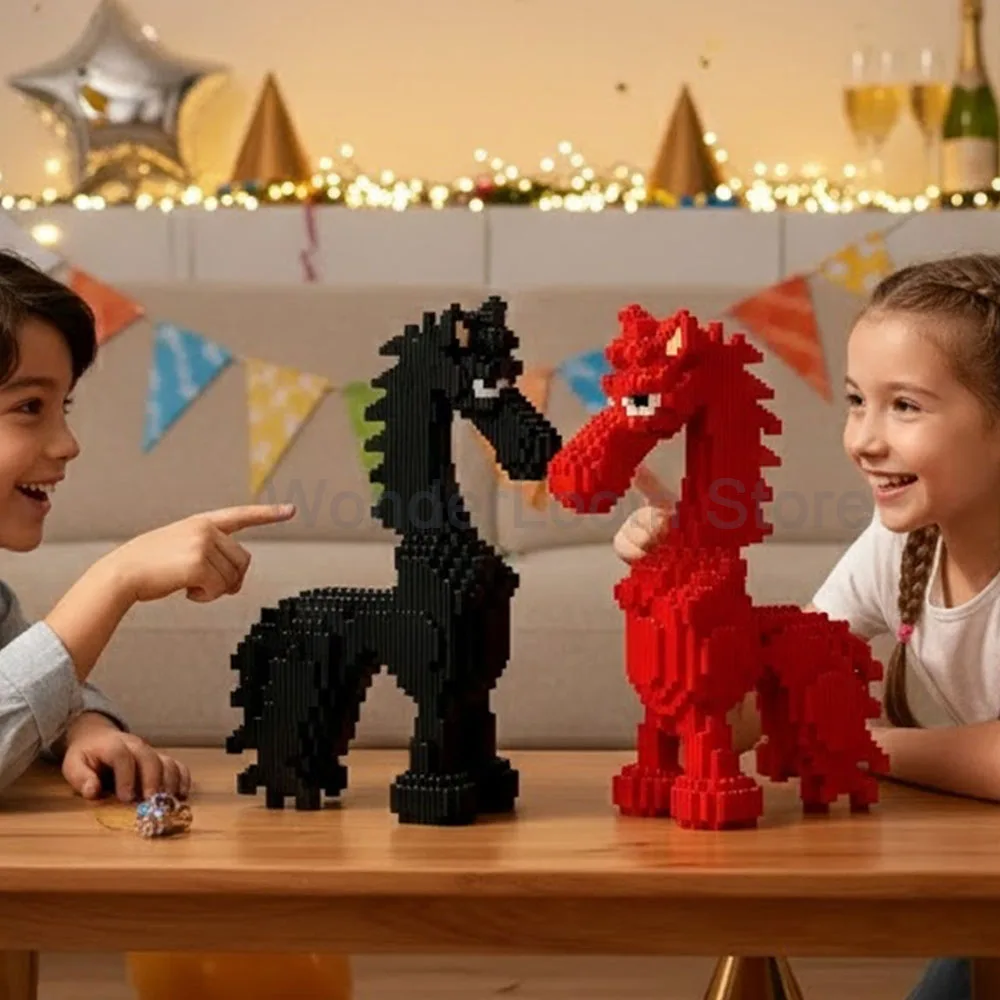 

Fortune Theme 2026 Horse Year Building Blocks 3D DIY Educational Puzzle New Year Gift Manual Assembly Display Model