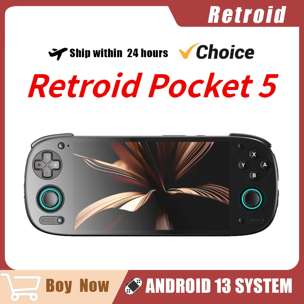 

Retroid Pocket 5 Handheld Game Console 5.5'' AMOLED Screen Android13 Joystick RGB Lighting Effect Active Cooling Video Games