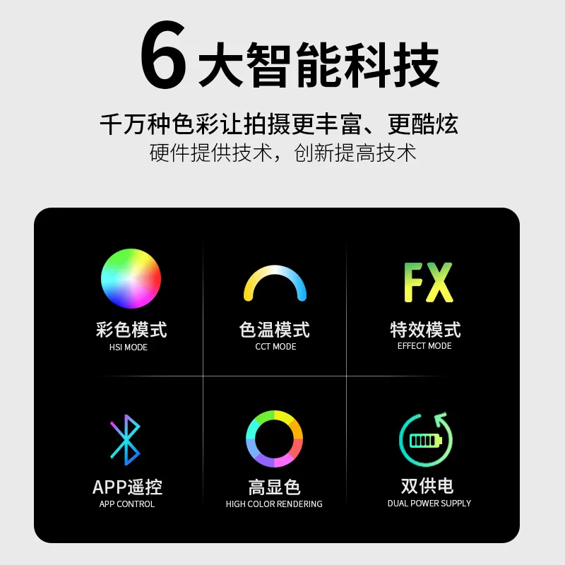 Luz LED colorida para câmera de vídeo com luz suave ao vivo