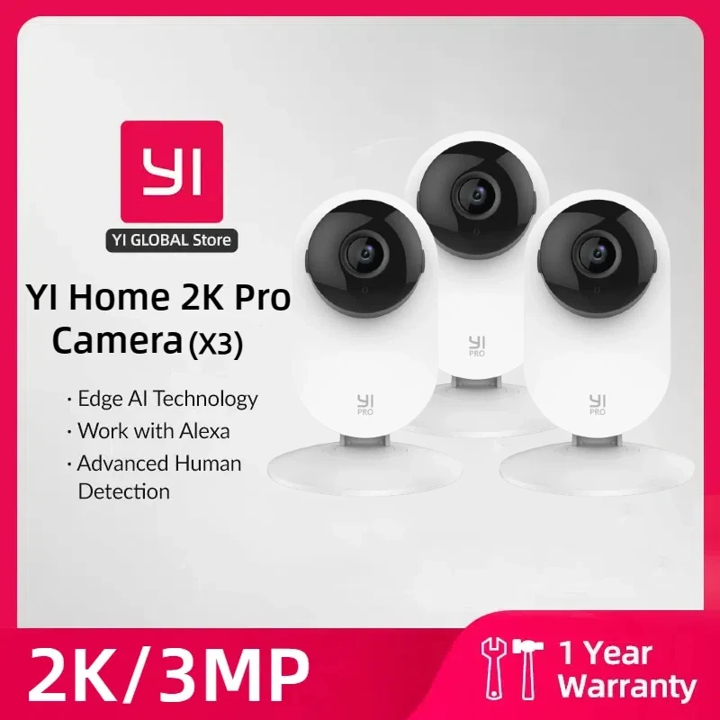 YI Pro 3 szt. 2K 3MP Wifi zestaw kamer domowych inteligentne wideo z detekcją ruchu ochrona bezpieczeństwa System nadzoru kamera IP dla zwierząt