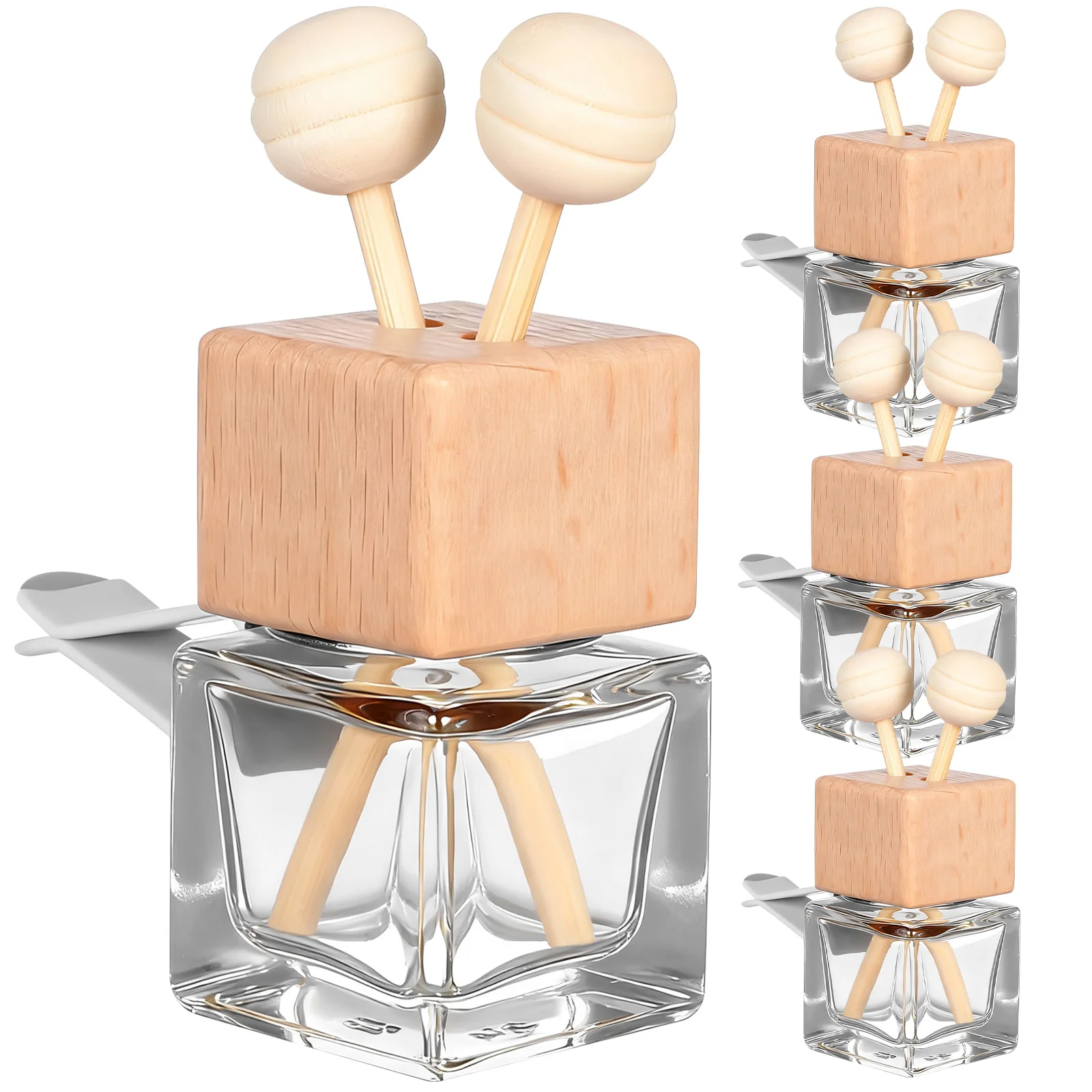 4 قطع من زجاجات العطور الزجاجية للسيارة، حاويات ناشرة للزيوت العطرية الشفافة مع ختم مانع للتسرب لاستخدام سيارة الروائح العلاجية