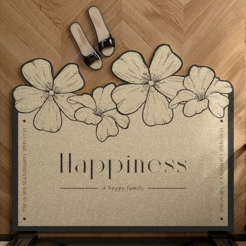 

Коврик для резки, черный цветок, шелковый круг, пол, протирка грязи, ковер снаружи, дверь прихожей, французский ретро-нога