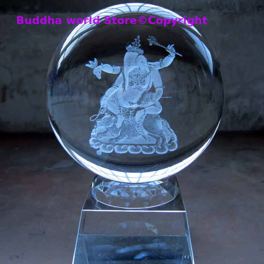 2025 Japan India HOME Store God of wealth Good luck Recruit money CAI SHEN GANESH Ganesha 3D FENG SHUI Crystal ball talisman