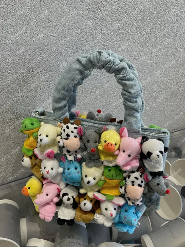 2021 New Trendy Animal Vegetable Basket Bag Cute Cowboy Doll Cartoon Monster Handheld Bag Crossbody Bag