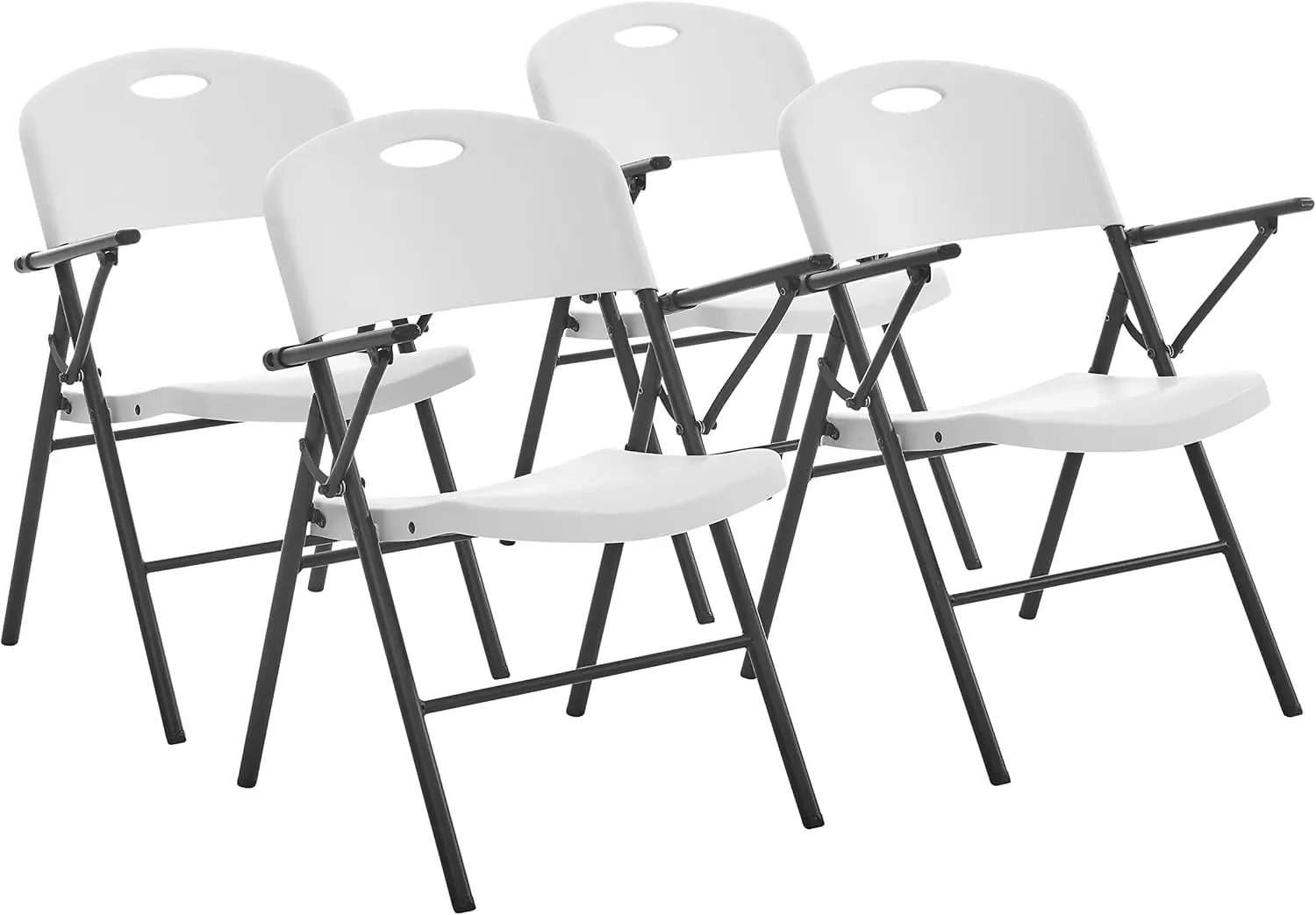 

Пластиковый складной стул с подлокотником, легкий складной стул, вместимость 350 фунтов, белый, упаковка 4 шт.