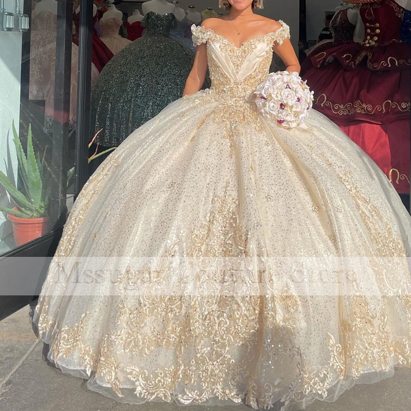 Sweetheart Quinceanera Dresses Ball Gown Appliques Sequin Lace Celebrity Dress Vestidos De Fiesta 15 Años 2022