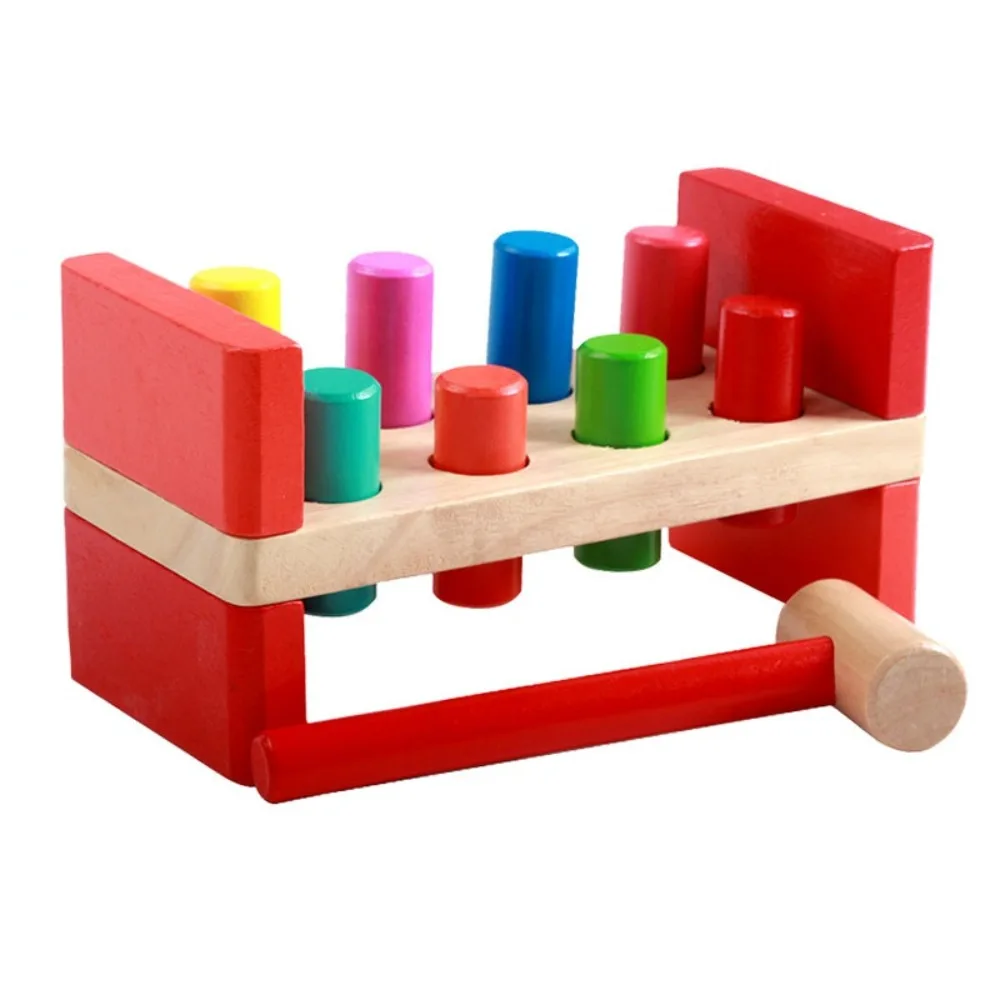 Treinamento de motor fino martelo de madeira brinquedo cor cognição figura geométrica montessori brinquedo treinamento auxílio jogo sensorial